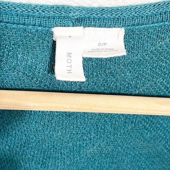 Moth Long Teal Green Duster Cardigan Anthropologie Size S/P - Picture 4 of 12